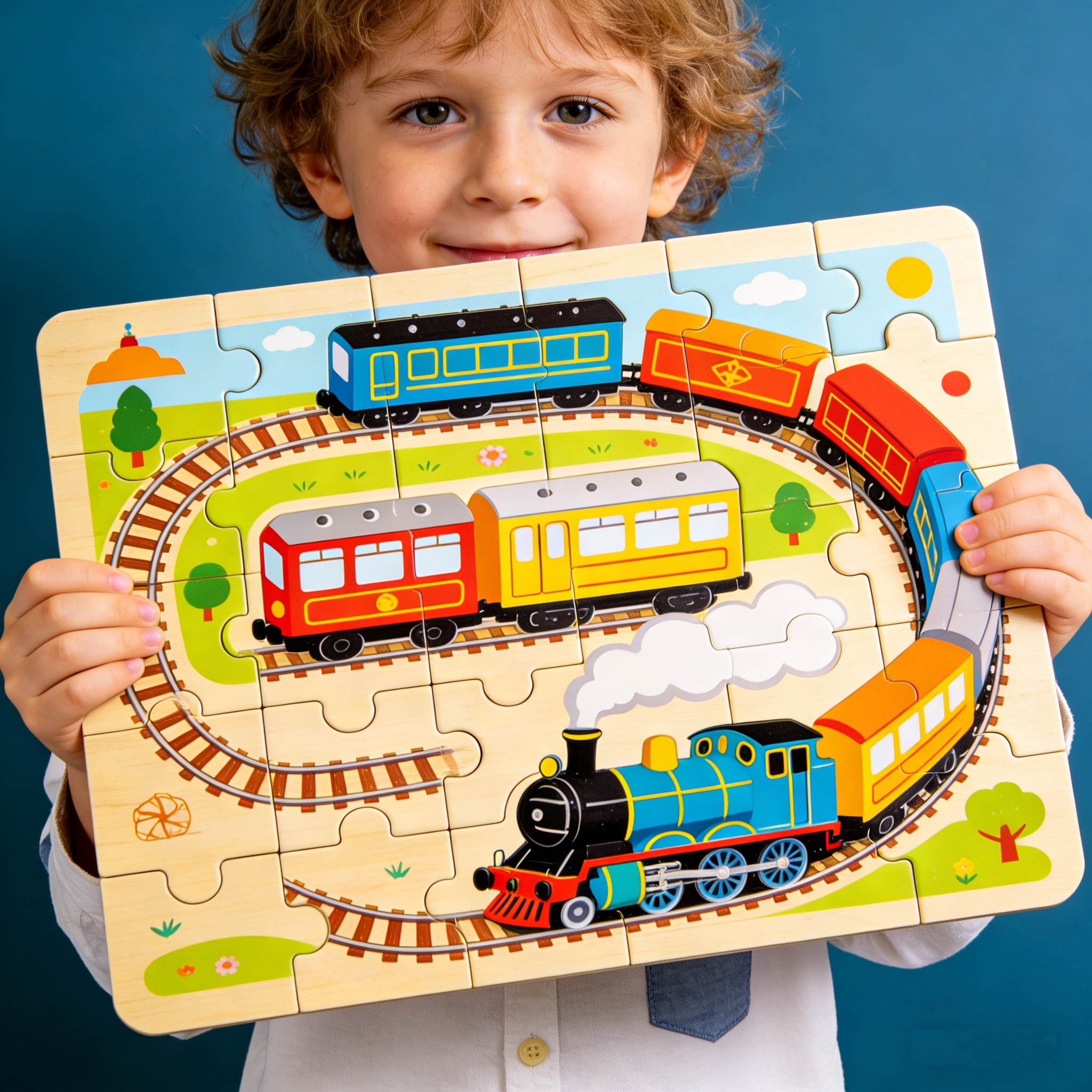 Railtime Adventures Wooden Train Puzzle: The Circular Railway Jigsaw